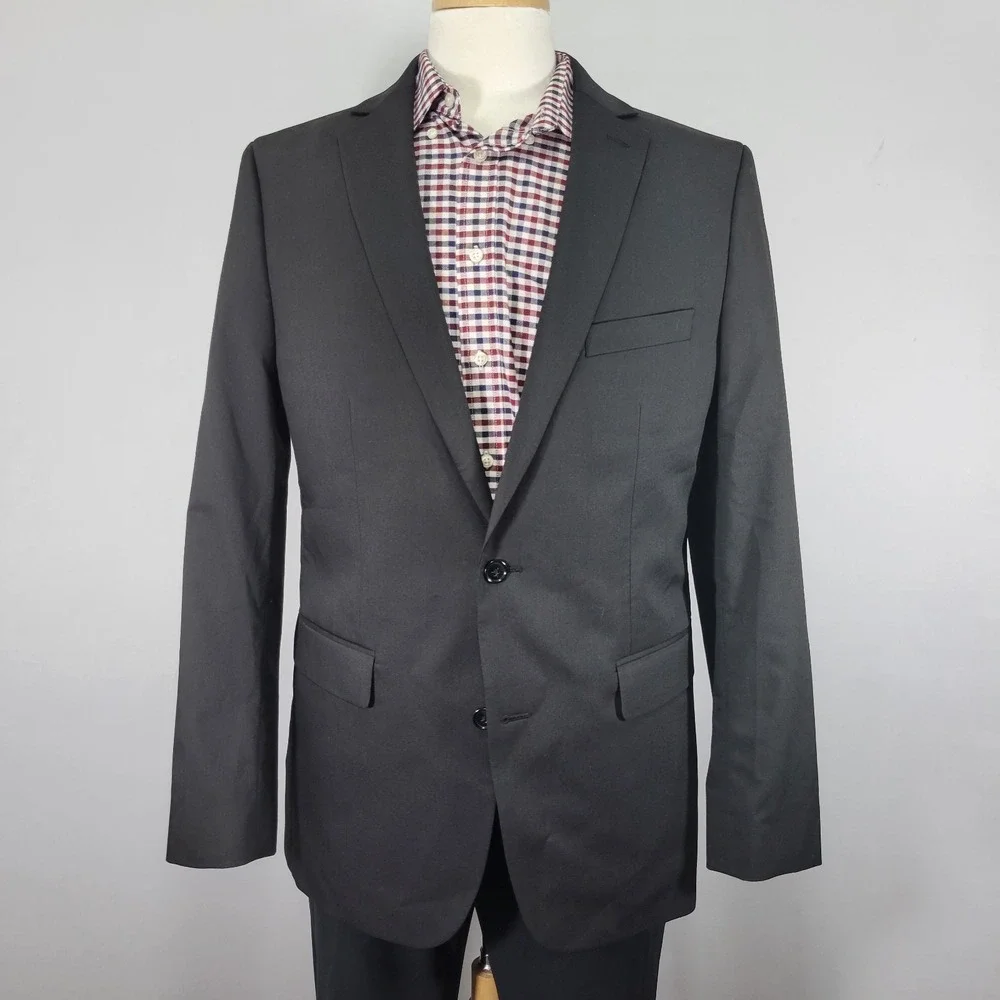 APT.9 Men's Sport Coat Blazer Two Button Black Poly Blend Premier Flex‎ 42L SLIM